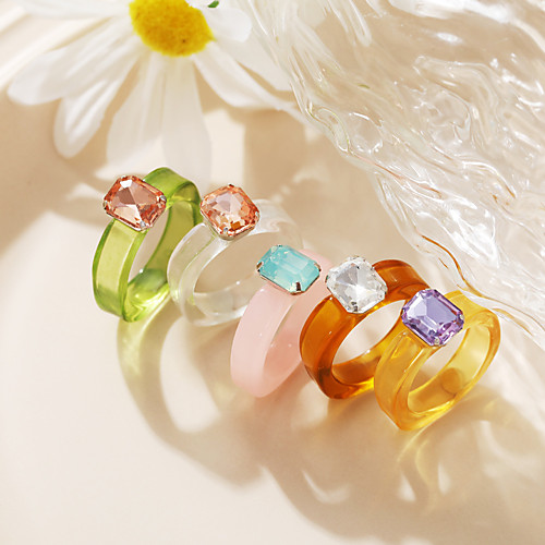 

Ring Fancy Yellow Blushing Pink Green Acrylic Resin Stylish Simple European 1pc One Size / Women's