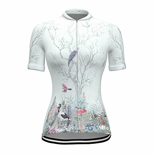 

21Grams Women's Short Sleeve Cycling Jersey Summer Spandex White Floral Botanical Bike Top Mountain Bike MTB Road Bike Cycling Quick Dry Moisture Wicking Sports Clothing Apparel / Stretchy