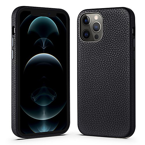 

Phone Case For Apple Back Cover iPhone 12 Pro Max 11 Pro Max Shockproof Dustproof Solid Colored Genuine Leather