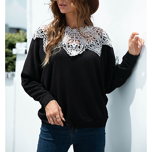 

Women's Casual Sexy Modern Style Plaid / Check Pullover Sweater Long Sleeve Sweater Cardigans Round Neck Fall Winter Black