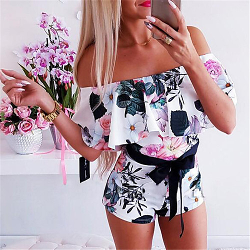 

Women's Casual 2021 White Jumpsuit Flower