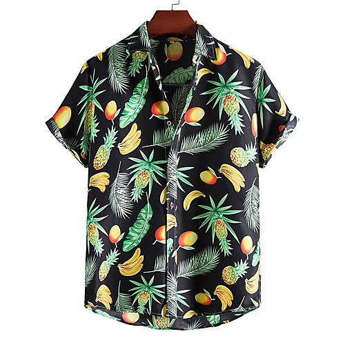 

Men's Shirt Floral Short Sleeve Casual Tops Hawaiian Rainbow