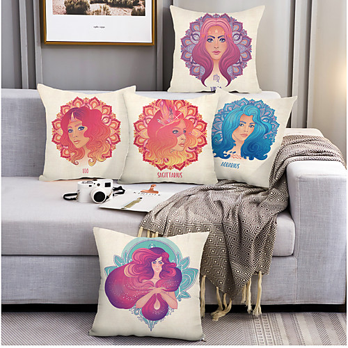 

Women Double Side Cushion Cover 5PC Soft Decorative Square Throw Pillow Cover Cushion Case Pillowcase for Bedroom Livingroom Superior Quality Machine Washable Outdoor Cushion for Sofa Couch Bed Chair