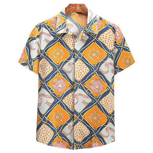 

Men's Shirt Graphic Short Sleeve Casual Tops Casual Yellow