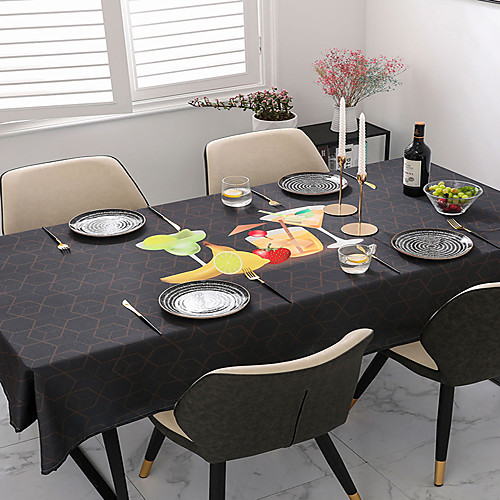 

Table Cloth Linens European Style Printing Table Cover Black Oak Dust-Proof Waterproof Tropical Fruit Table Decorations for Home Party Evening Event
