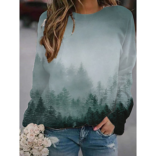 

Women's Hoodie Sweatshirt Geometric Crew Neck Christmas Hoodies Sweatshirts Long Sleeve Loose Gray