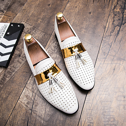 

Men's Loafers & Slip-Ons Casual Daily Nappa Leather Breathable Non-slipping Wear Proof White Black Summer