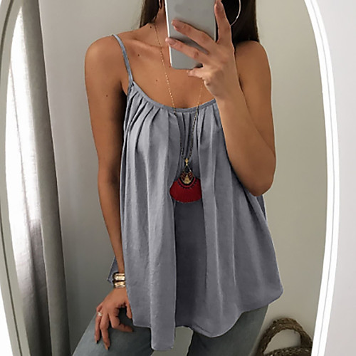 

Women's Camisole Tank Top Vest Plain Flowing tunic U Neck Basic Streetwear Tops Purple Gray Black
