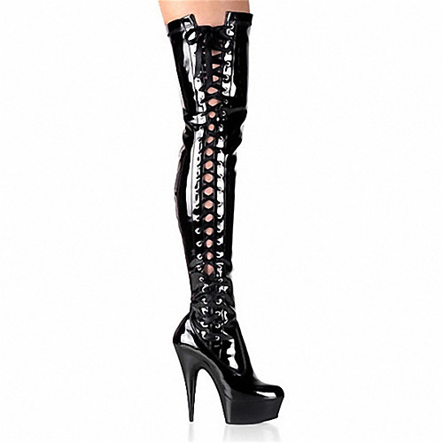 

Women's Boots Sexy Boots Stripper Boots Pumps Round Toe Closed Toe Over The Knee Boots Thigh High Boots Daily Beach PU Solid Colored Black
