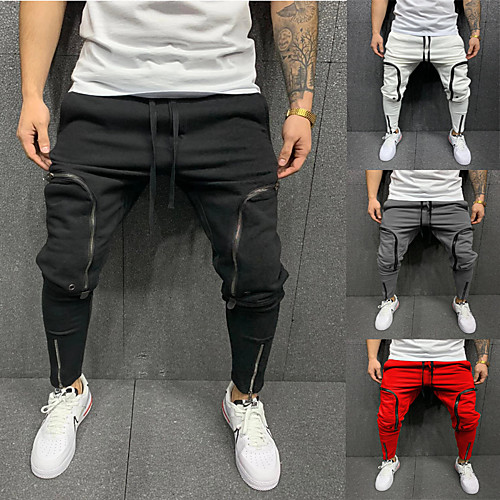 

Men's Classic Style Outdoor Daily Weekend Tactical Cargo Pants Solid Color Full Length Drawstring Grey White Black Red