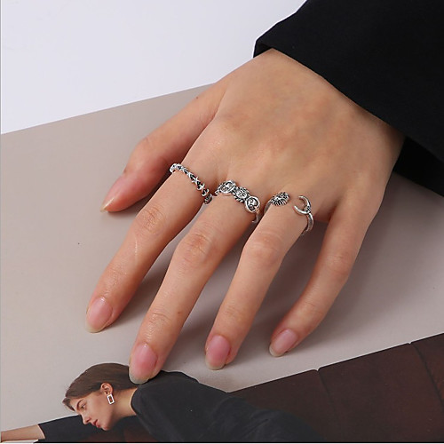 

Ring Vintage Style Silver Alloy Sun Moon Star Stylish Rustic / Lodge Vintage 3pcs 7 / Women's