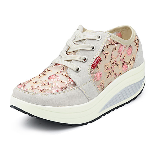 

Women's Trainers Athletic Shoes High Heel Round Toe Booties Ankle Boots Daily PU Satin Flower Sequin Solid Colored Almond
