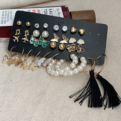 

Women's Earrings Earrings Set Sweet Heart Stylish Elegant Vintage European Imitation Pearl Imitation Diamond Earrings Jewelry Black For Party Evening Street Date Beach Festival