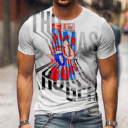 

Men's Unisex Tee T shirt Shirt 3D Print Cartoon Graphic Prints Print Short Sleeve Daily Tops Casual Designer Big and Tall White