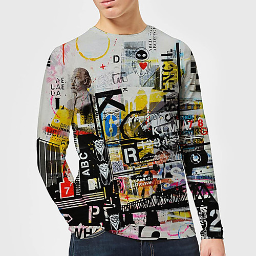 

Men's Unisex Tee T shirt Shirt 3D Print Graphic Prints Bridge Print Long Sleeve Daily Tops Casual Designer Big and Tall Black / Gray