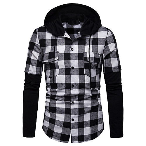 

Men's Shirt Other Prints Lattice Plus Size Long Sleeve Daily Tops Fashion Black / White Blue Red