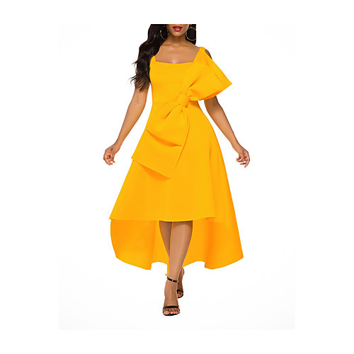 

Women's A Line Dress Maxi long Dress Yellow Sleeveless Solid Color Summer Sexy 2021 S M L XL XXL