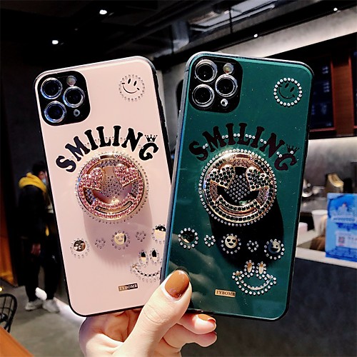 

Phone Case For Apple Back Cover iPhone 12 Pro Max 11 SE 2020 X XR XS Max 8 7 6 Shockproof Dustproof with Stand Word / Phrase Geometric Pattern Glitter Shine TPU