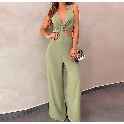 

Women's Casual 2021 Light Green Jumpsuit Solid Color