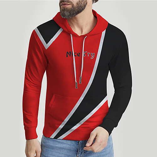 

Men's Unisex Hoodie Color Block Graphic Prints Print Daily Sports 3D Print 3D Print Casual Hoodies Sweatshirts Red