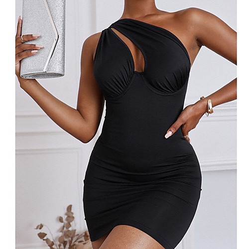 

Women's Wrap Dress Short Mini Dress Black Sleeveless Solid Color Summer Sexy 2021 XS S M L