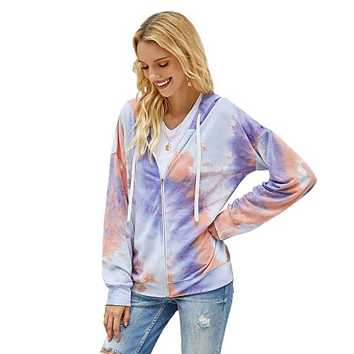 

Women's Hoodie Full Zip Hoodie Tie Dye Zipper Print Daily Sports 3D Print Sportswear Streetwear Hoodies Sweatshirts Purple Yellow Orange