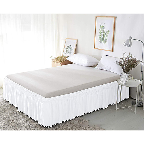 

Ruffled Solid Bed Skirt Wrap Around Style Elastic Bed Wrap Ruffle Bed Skirt
