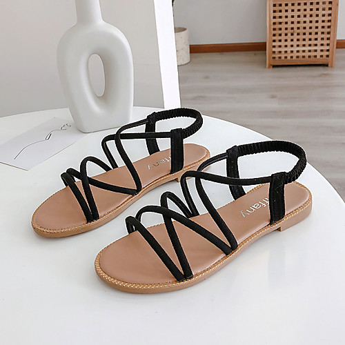 

Women's Sandals Flat Heel Open Toe Booties Ankle Boots Daily Home Suede Almond Black