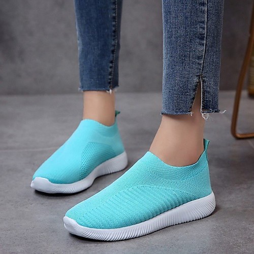 

Women's Sneakers Wedge Heel Pointed Toe Daily Tissage Volant Solid Colored Blue Pink Gray