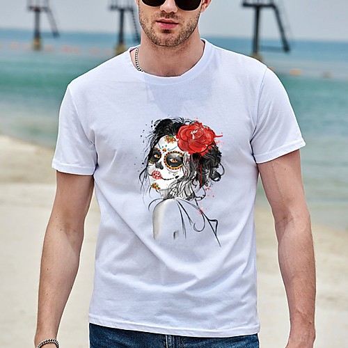 

Men's Unisex T shirt Hot Stamping Cartoon Plus Size Print Short Sleeve Daily Tops 100% Cotton Basic Casual Round Neck White Light gray Red / Summer
