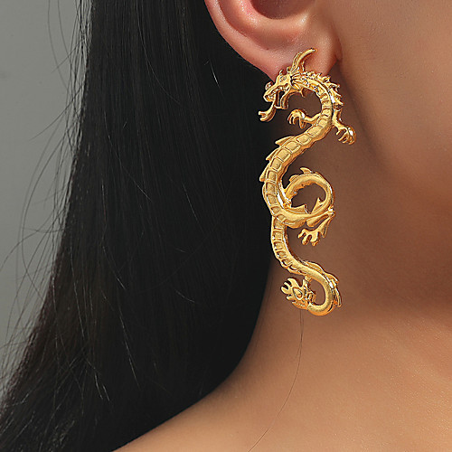 

Dragon Earrings Vintage Style Dragon Statement Vintage Punk European Hip Hop Earrings Jewelry Gold For Party Evening Street Date Birthday Festival