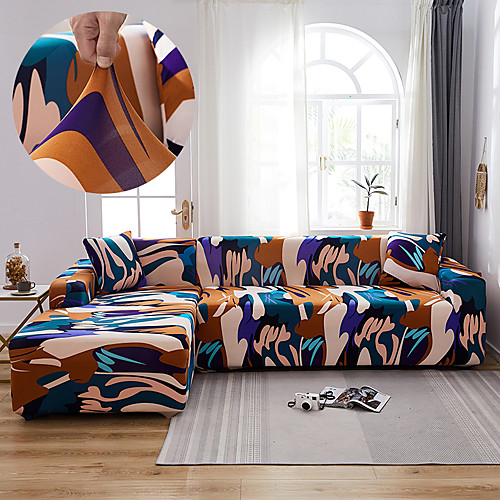 

Exuberant Sofa Cover 1-Piece Couch Cover Fit for 1-4 Seater L-shape Couch Soft Stretch Slipcover Spandex Jacquard Fabric Easy to Install(1 Free Cushion Cover)