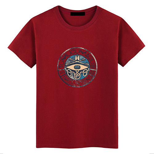 

Women's Painting T shirt Graphic Text Print Round Neck Basic Tops 100% Cotton Wine Gray White