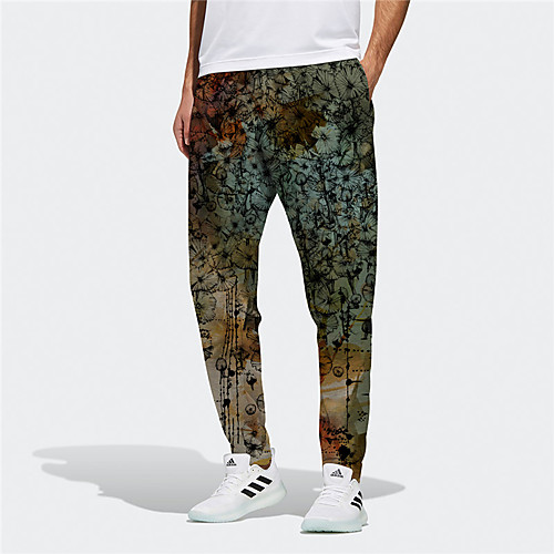 

Men's Novelty Designer Casual / Sporty Big and Tall Breathable Sports Daily Fitness Jogger Pants Sweatpants Trousers Pants Plants Flower / Floral Graphic Prints Full Length Drawstring Elastic Waist