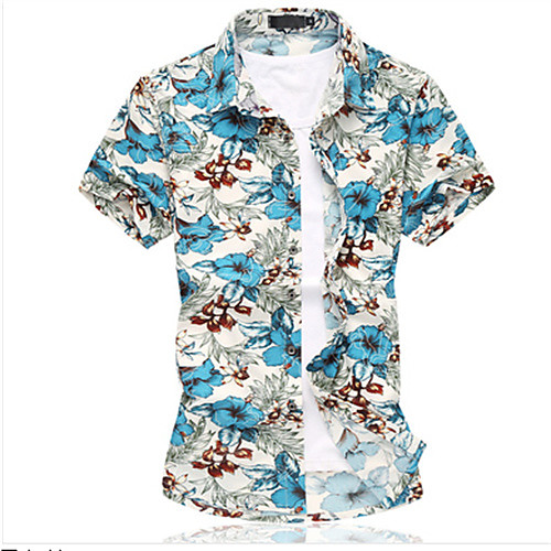 

Men's T shirt Graphic Short Sleeve Daily Tops Casual Blue