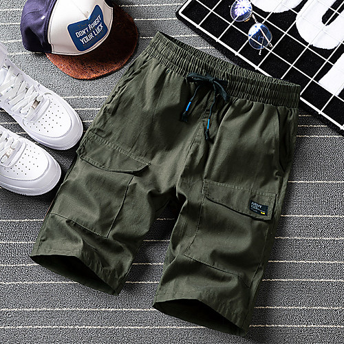 

Men's Casual / Sporty Cargo Shorts Chinos Shorts Pants Pattern Patchwork Army Green Khaki Black
