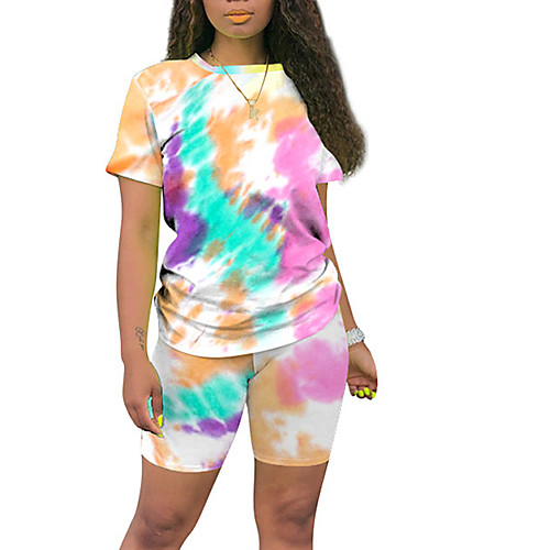 

Women's Loungewear Pajamas Sets Print Cotton Blend Polyester Casual T shirt Shorts Street Daily Wear Short Sleeve / 2 Pieces