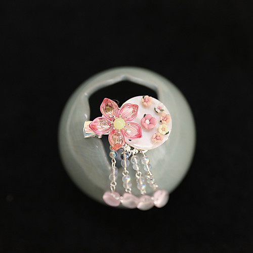 

hong kong and china jewelry sweet tassel hairpin antique pair clip hanfu photo shell hairpin net red hot flower clip
