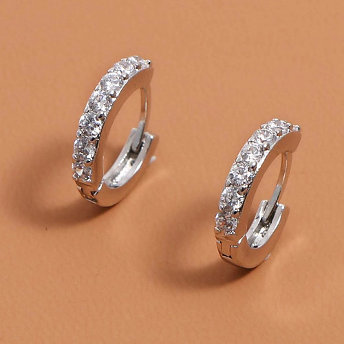 

Women's Hoop Earrings Earrings Classic Wedding Birthday Elegant Fashion Classic Sweet Imitation Diamond Earrings Jewelry Silver For Date Vacation Beach Promise Festival 1 Pair