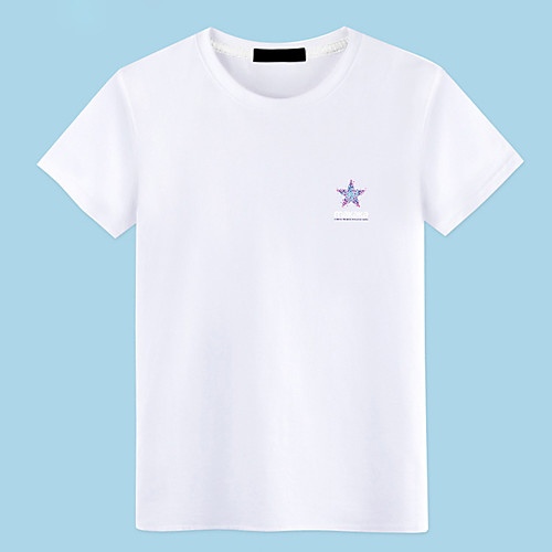 

Women's Geometric Painting T shirt Geometric Print Round Neck Basic Tops 100% Cotton Wine Gray Royal Blue