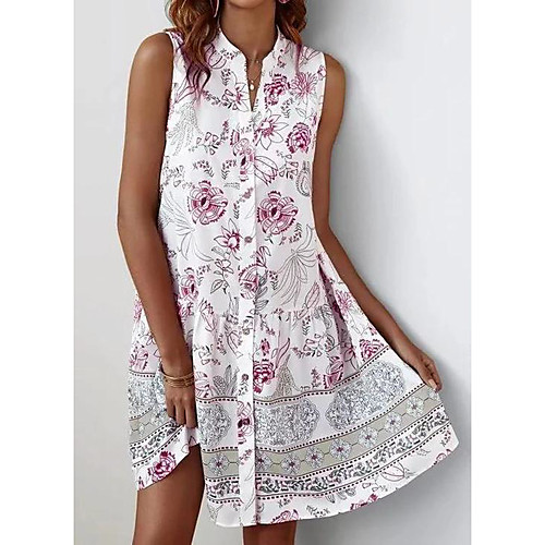 

Women's Shift Dress Short Mini Dress Blushing Pink Sleeveless Florals Casual 2021 S M L XL XXL XXXL 4XL