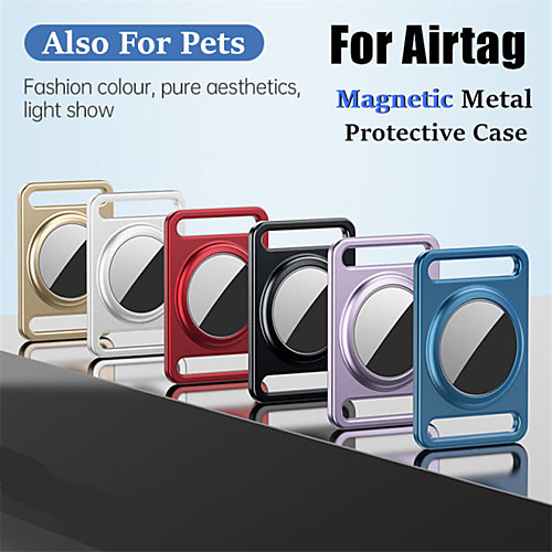 

Magnetic Metal Cases For Apple Airtag Bluetooth Locator Tracker Sleeve Anti-Lost Anti-Scratch Metal Protective Cover With Keychain For Airtags