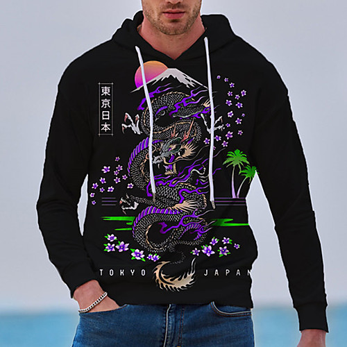 

Men's Unisex Hoodie Dragon Graphic Prints Print Daily Sports 3D Print 3D Print Casual Hoodies Sweatshirts Black