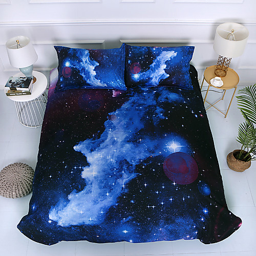 

A Nice Night Galaxy Bedding Sets Outer Space Comforter 3D Printed Space Quilt Cover Set Full Sizefor Children Boy Girl Teen Kids - Includes 1 Duvet Cover 2 Pillow Cases