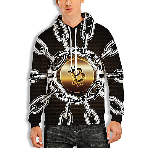 

Men's Unisex Hoodie Graphic Prints Bitcoin Print Daily Sports 3D Print 3D Print Casual Hoodies Sweatshirts Black