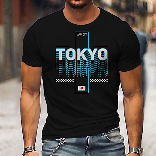 

Men's Unisex Tee T shirt Shirt 3D Print Graphic Prints Letter Print Short Sleeve Daily Tops Casual Designer Big and Tall Black