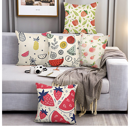 

Fruit Double Side Cushion Cover 5PC Soft Decorative Square Throw Pillow Cover Cushion Case Pillowcase for Bedroom Livingroom Superior Quality Machine Washable Outdoor Cushion for Sofa Couch Bed Chair