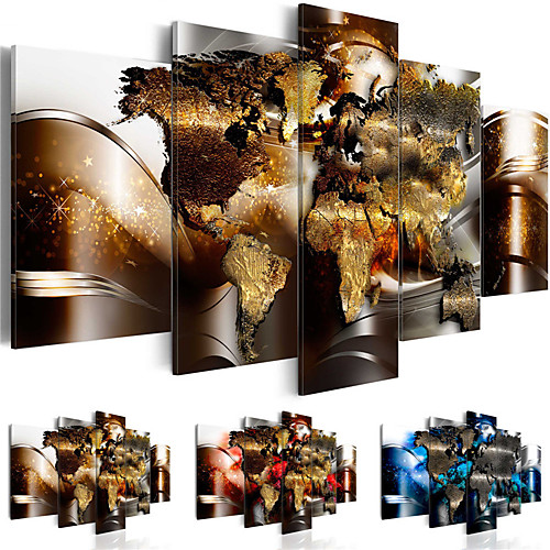 

Print Rolled Canvas Prints - Maps Comtemporary Five Panels Art Prints