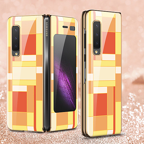 

Phone Case For Samsung Galaxy Full Body Case Galaxy Z Fold 2 Plating Pattern Geometric Pattern Tempered Glass PC