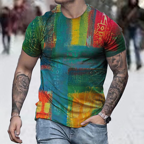 

Men's Tee T shirt Shirt 3D Print Graphic Oil Painting Plus Size Short Sleeve Casual Tops Basic Designer Big and Tall A B C